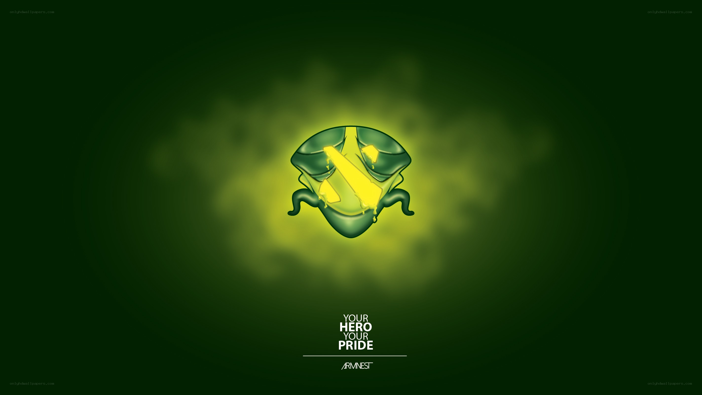 green glowing logo with text