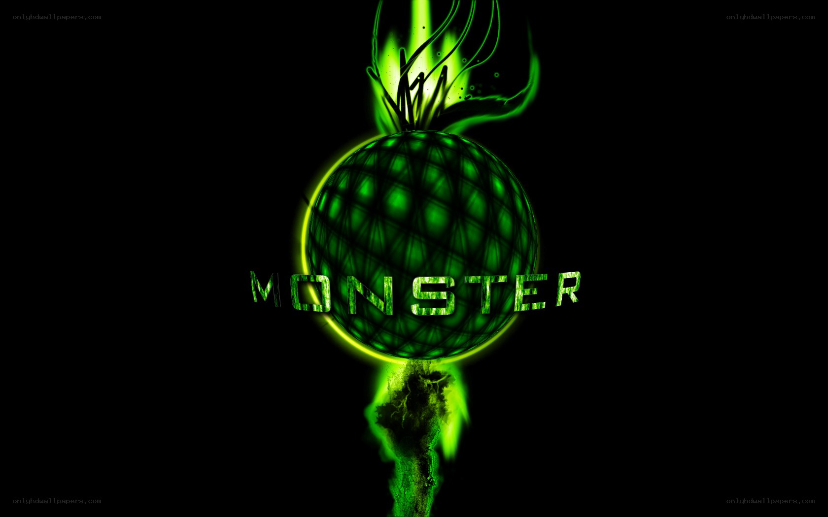 green glowing monster logo