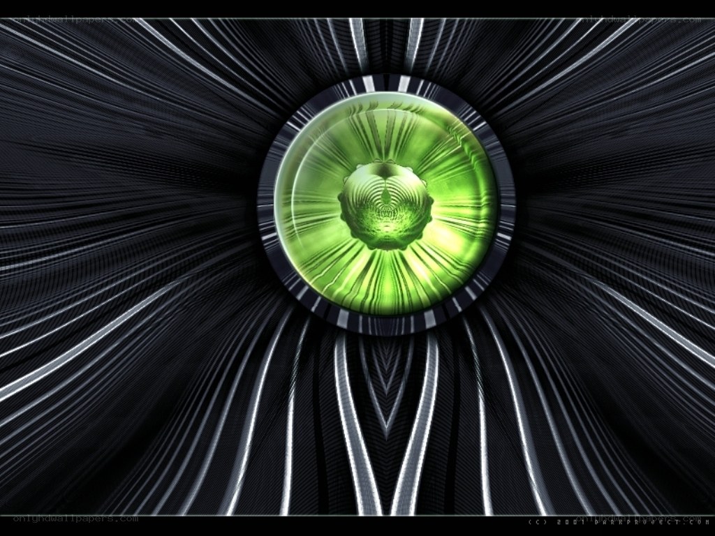 green glowing orb with radial lines