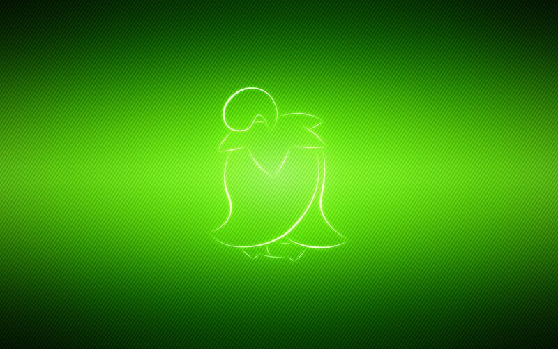 green glowing penguin outline