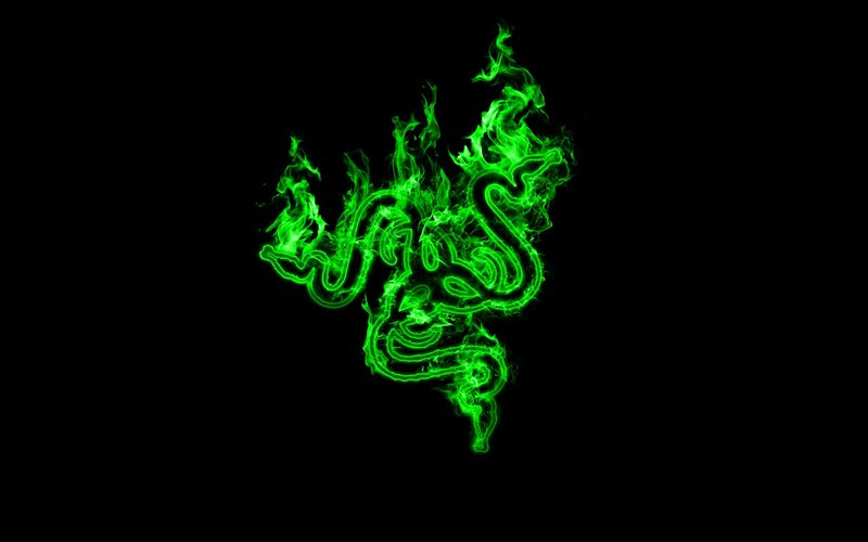 Green Glowing Razer Logo — Dramatic