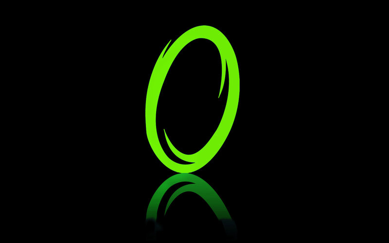 green glowing ring on black