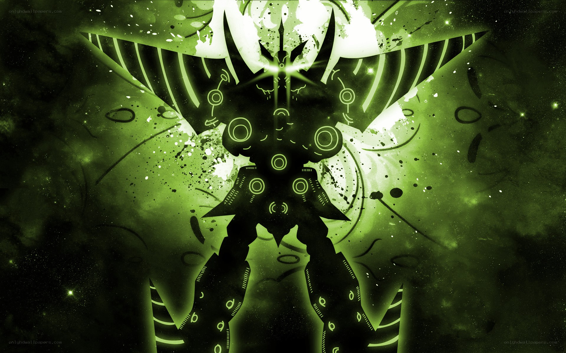green glowing robot silhouette