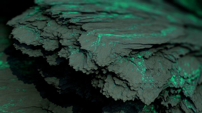 Green Glowing Rock Formation