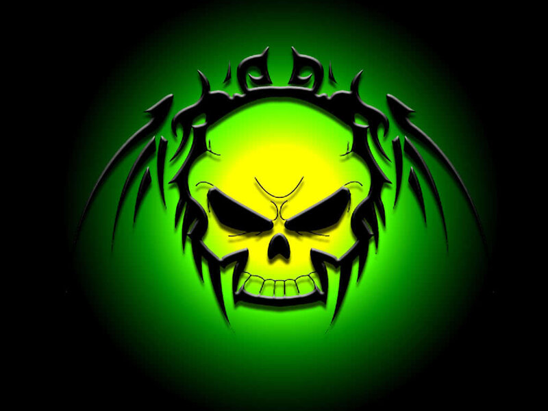 green glowing skull design