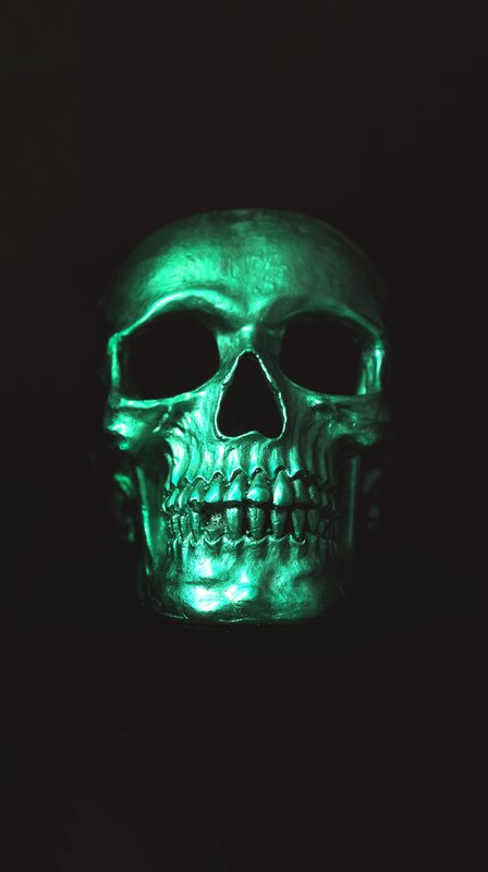 Green Glowing Skull — Dramatic