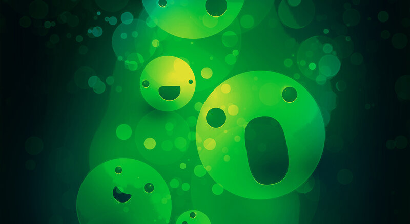 Green glowing smiley faces