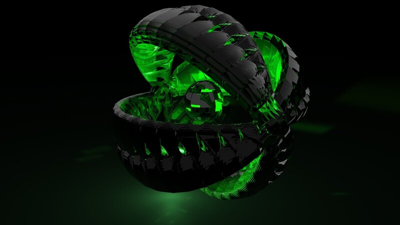 Green Glowing Sphere — Dark