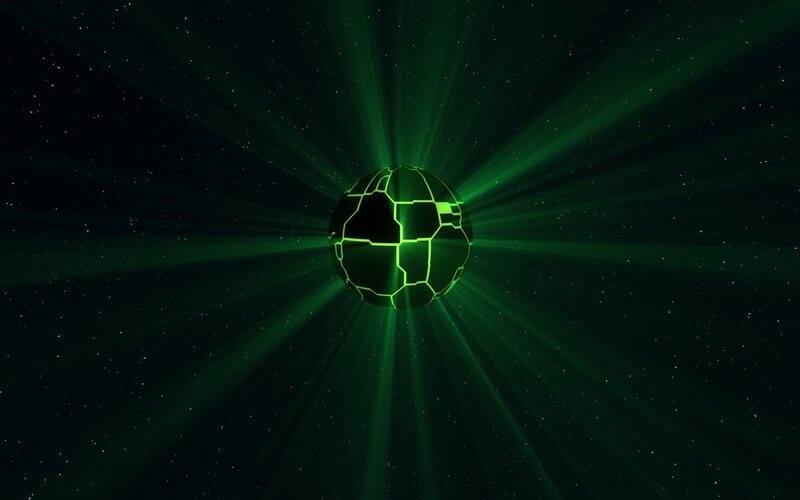 green glowing sphere in space