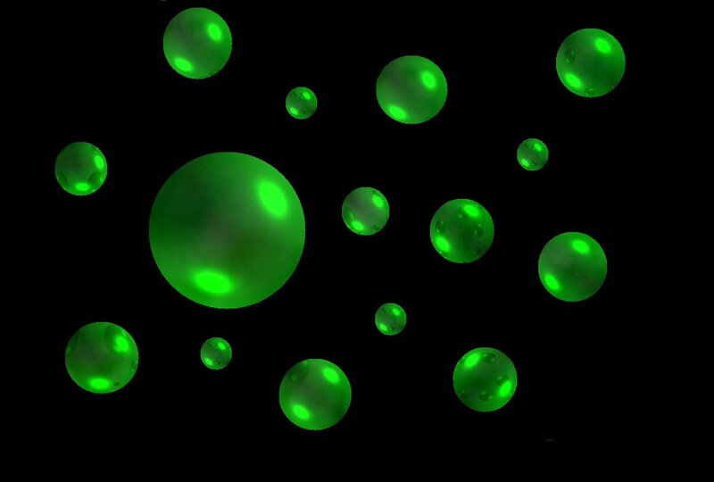 Green Glowing Spheres — Abstract, 3d Render