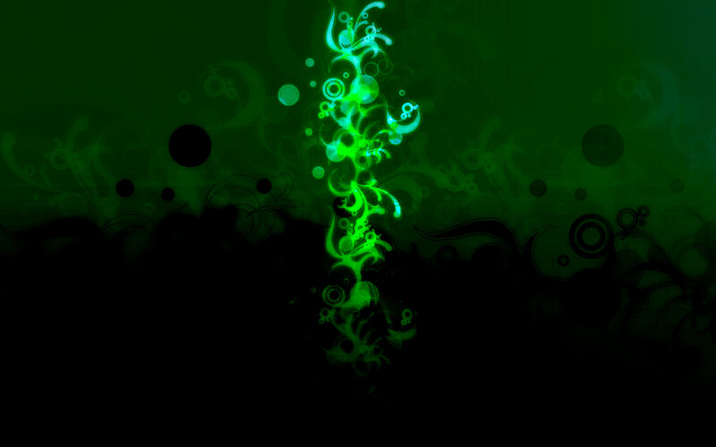 Green Glowing Swirls — Mystical, Digital Art