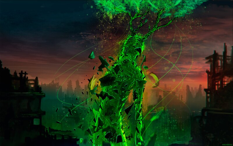 Green Glowing Tree Creature