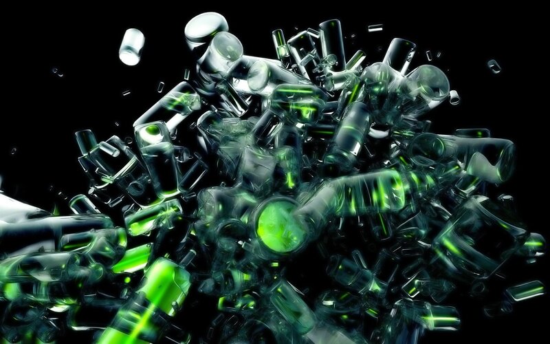 Green Glowing Tubes — Dramatic