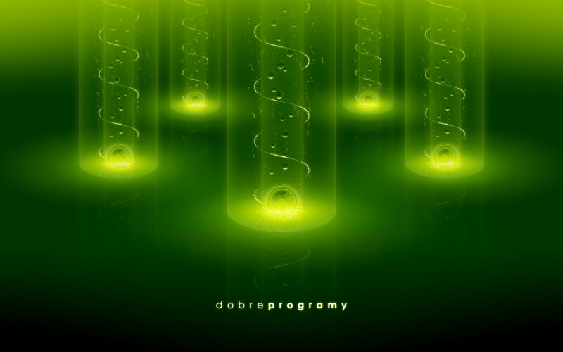 green glowing tubes with bubbles