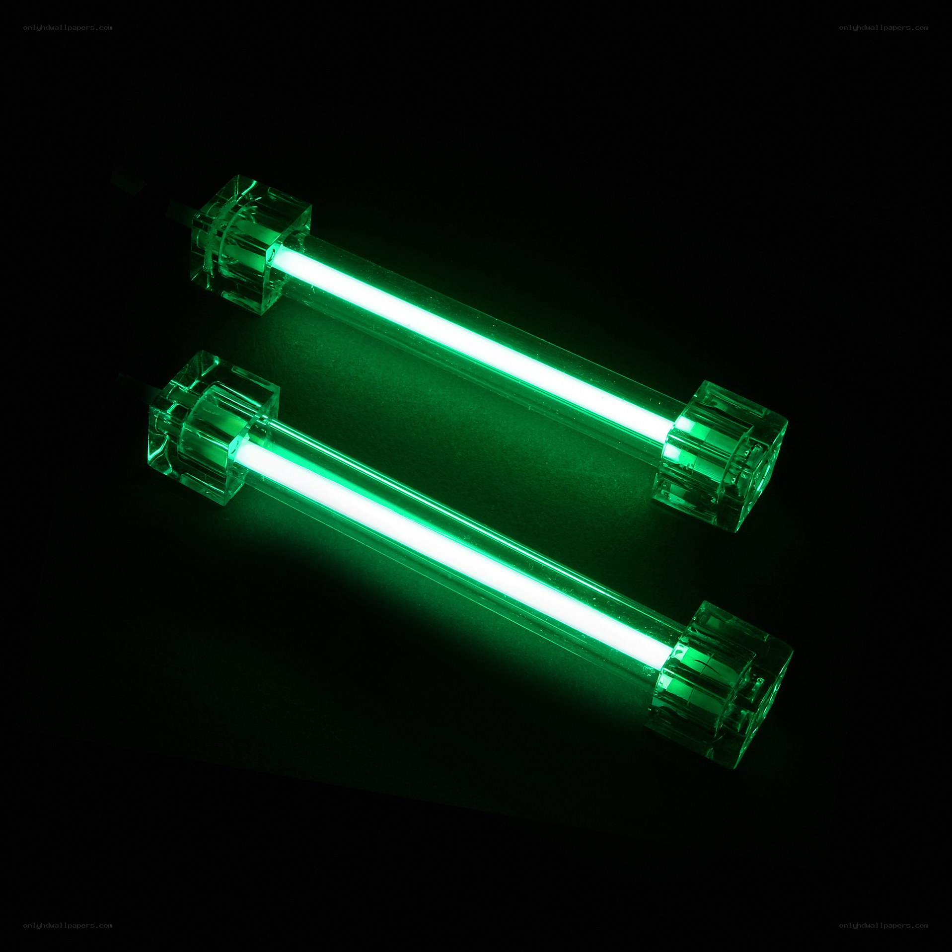 green glowing tubes