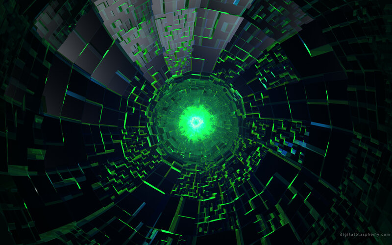 Green Glowing Tunnel — Dark