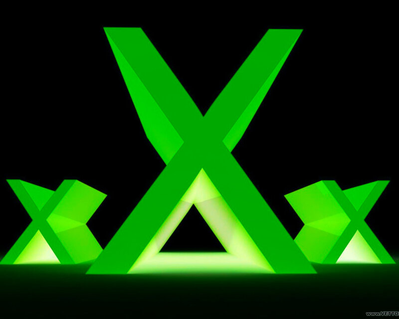Green Glowing X Shapes