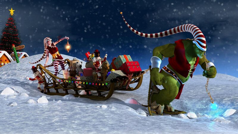 Green Goblin Pulling Sleigh — Festive