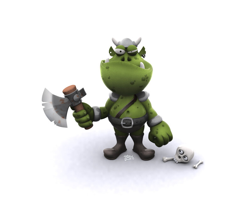 green goblin with axe