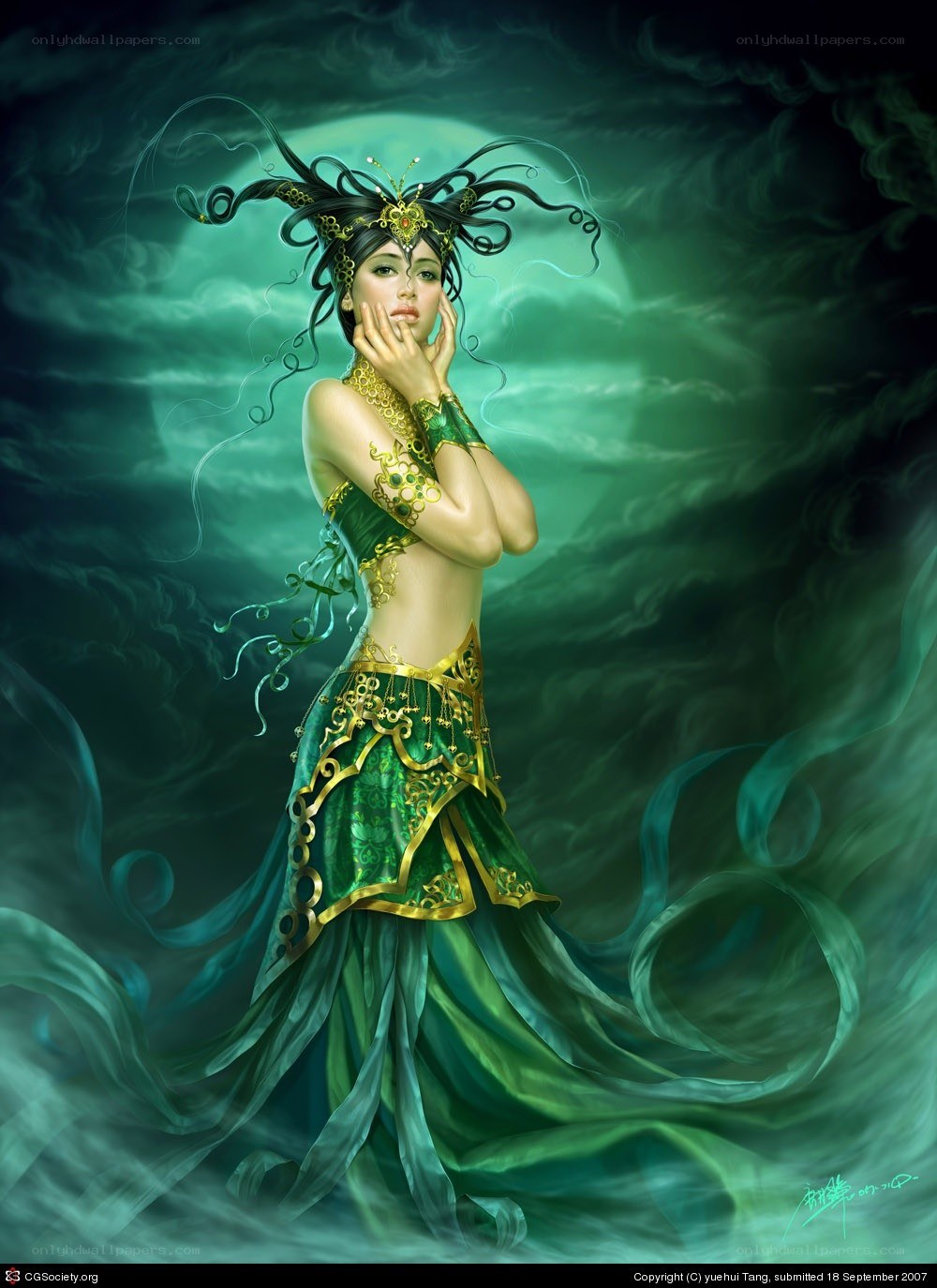 green goddess in mist