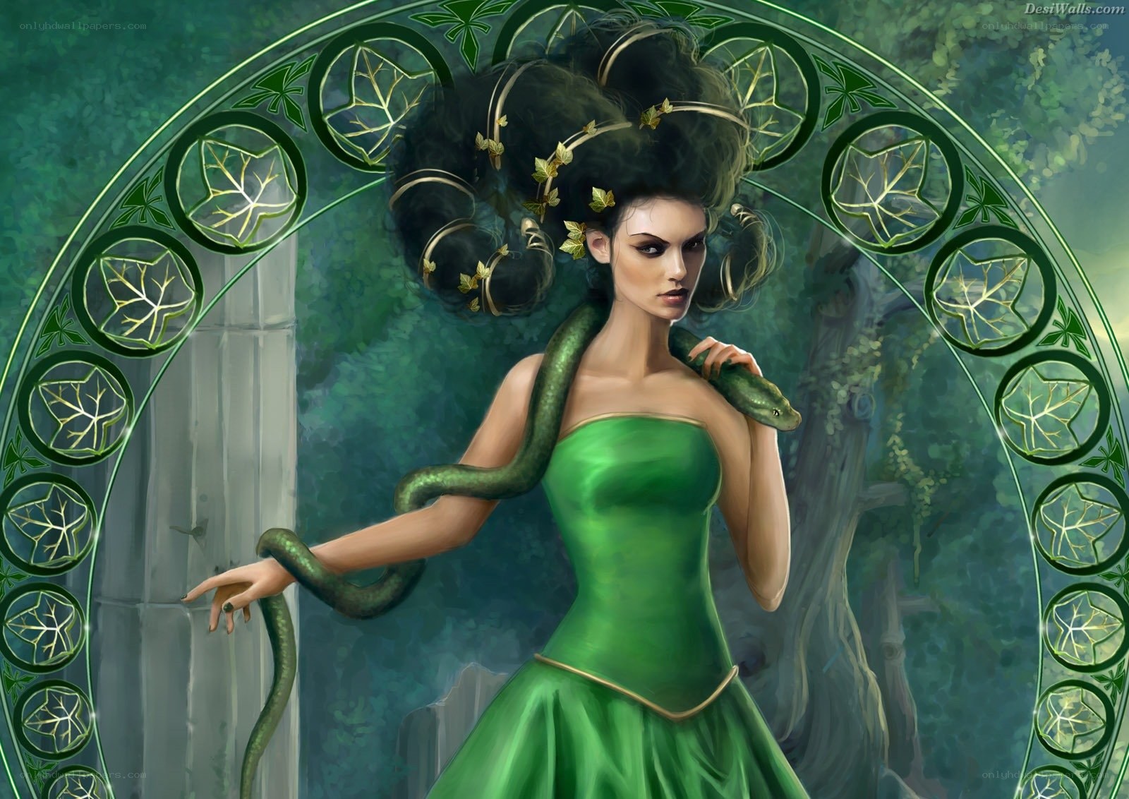 green goddess with serpent