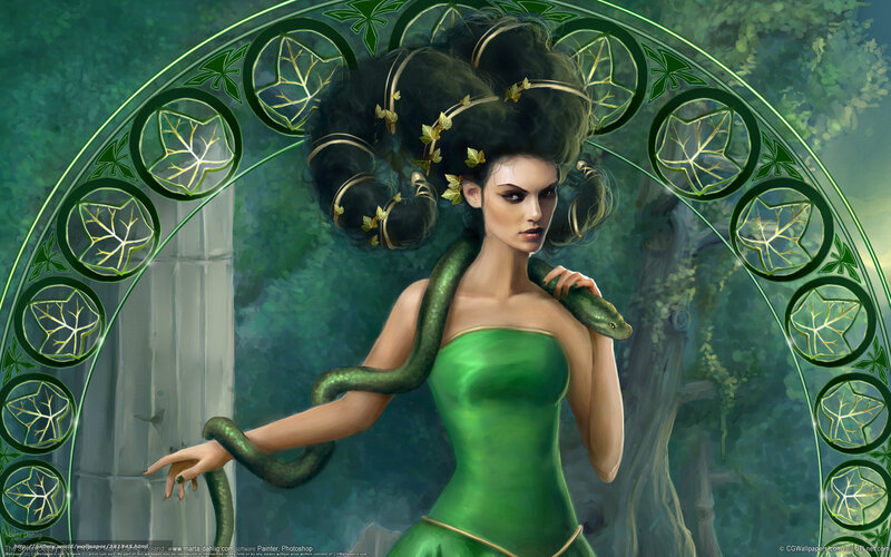 green goddess with serpent