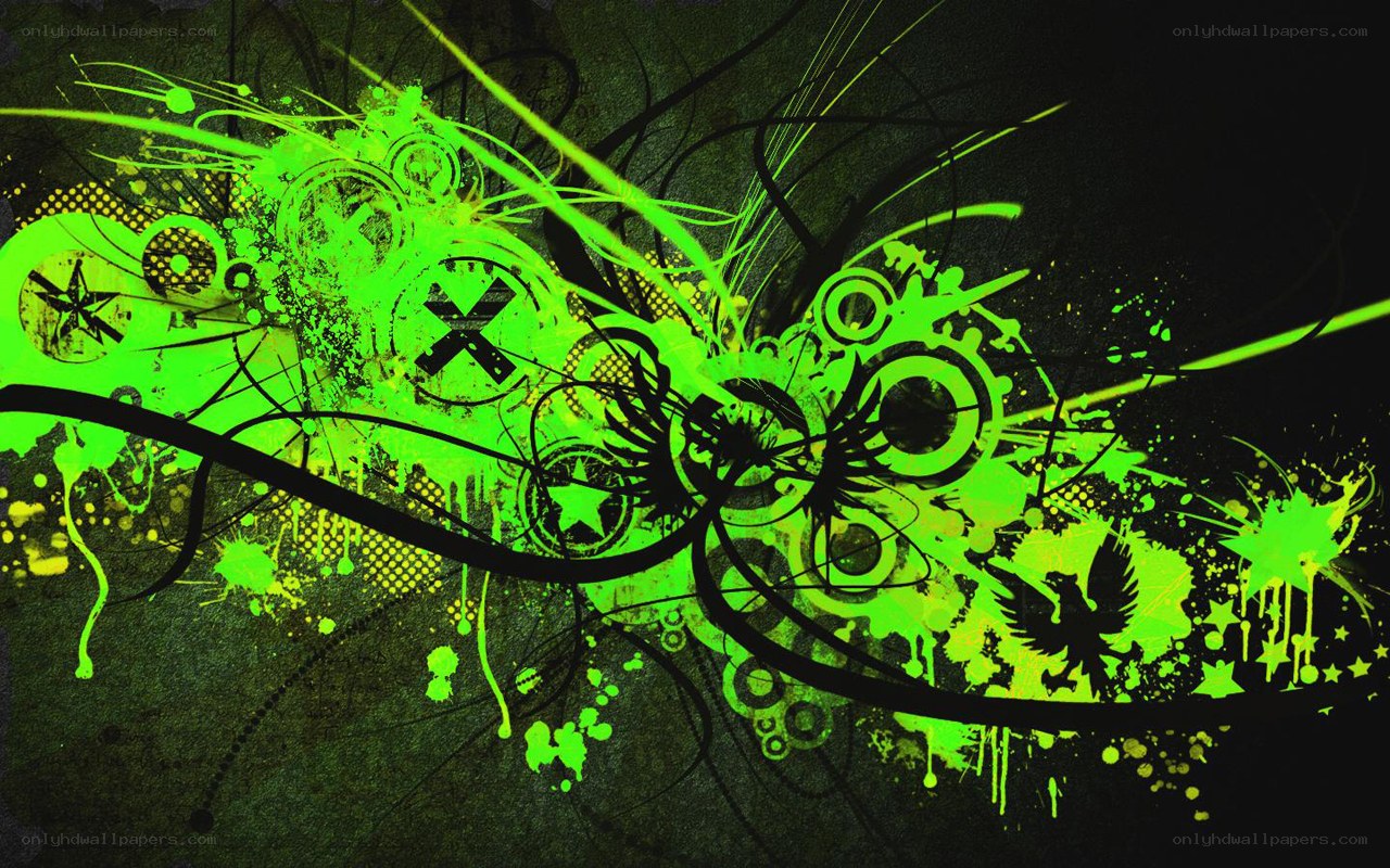green graffiti abstract art