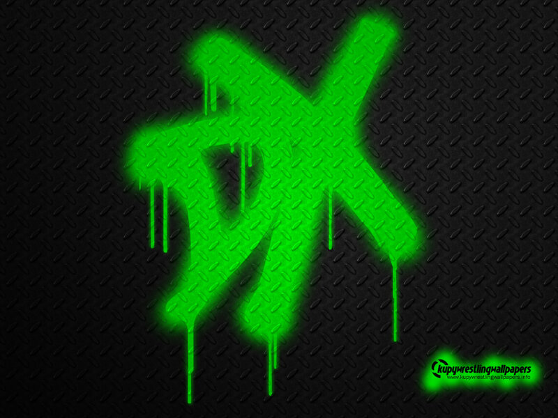 green graffiti logo on metal