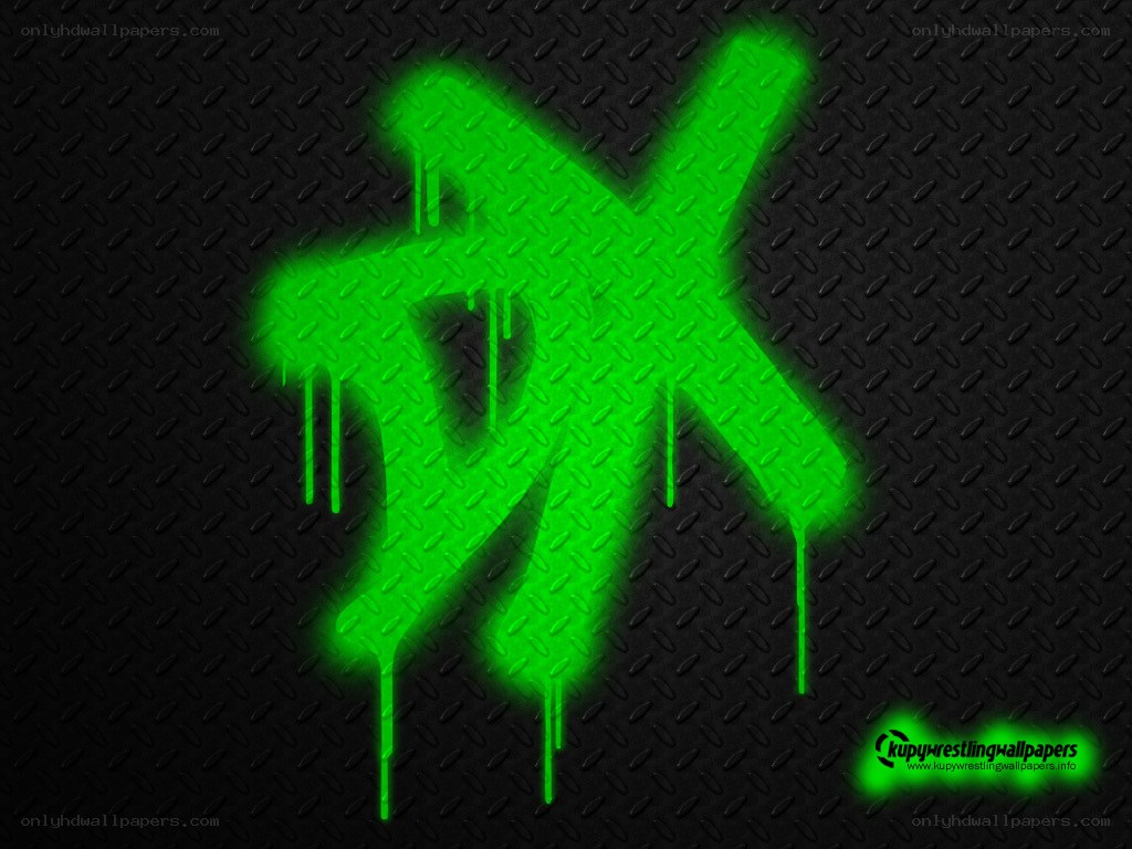 green graffiti logo on metal