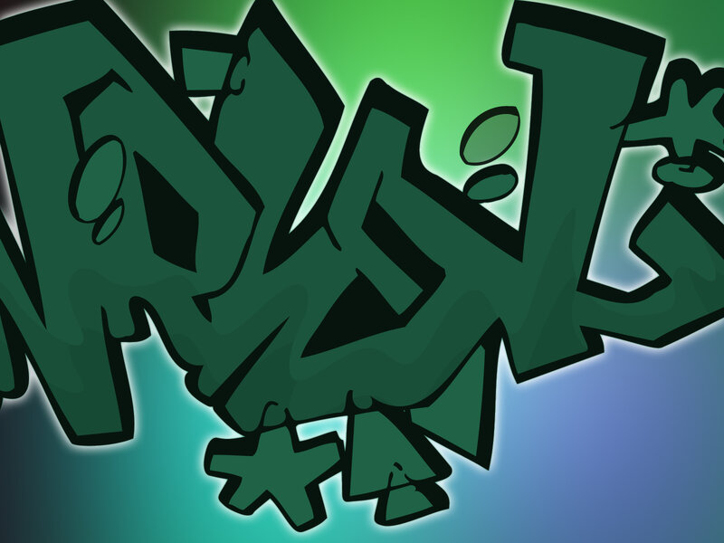 green graffiti text art