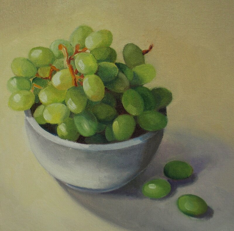 Green Grapes in a Bowl