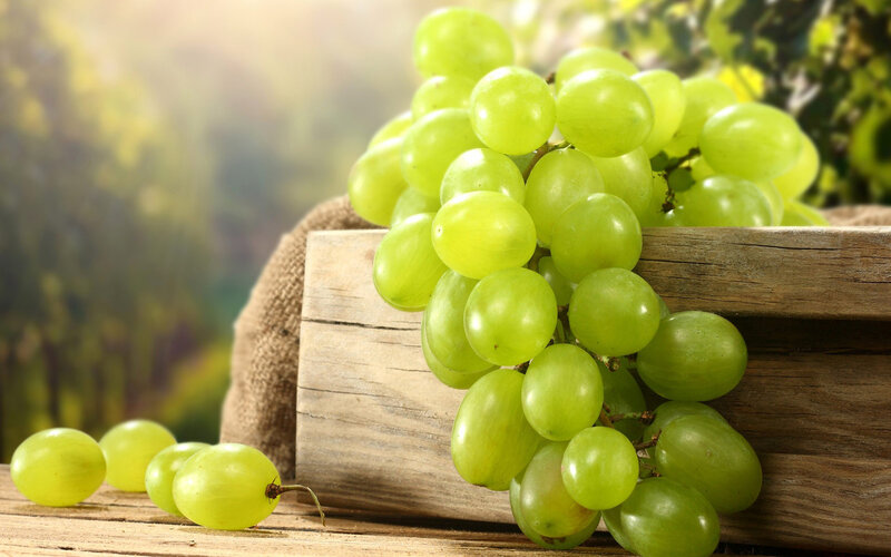 Green Grapes in Basket