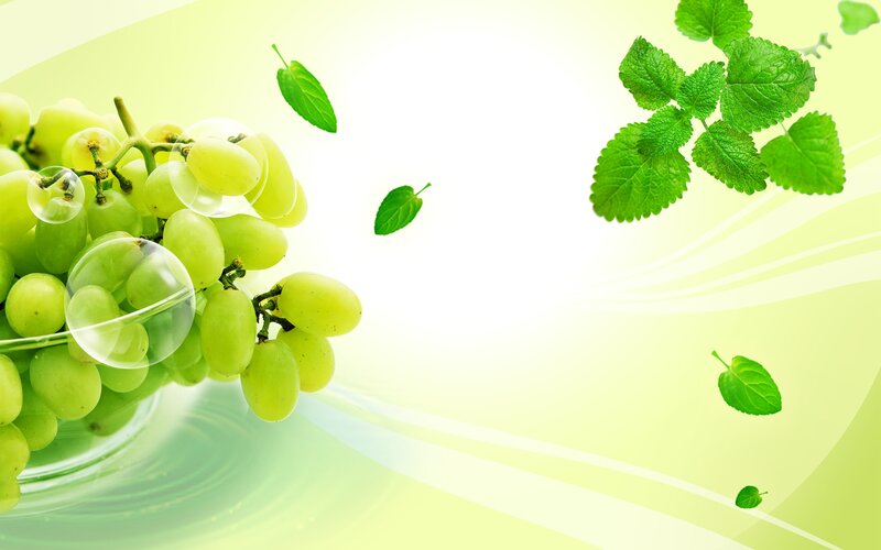 Green Grapes in Glass