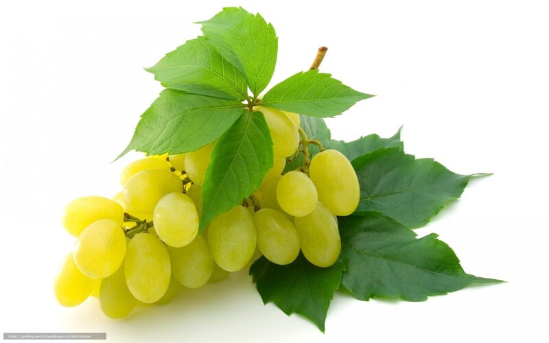 Green Grapes with Leaves — Fresh
