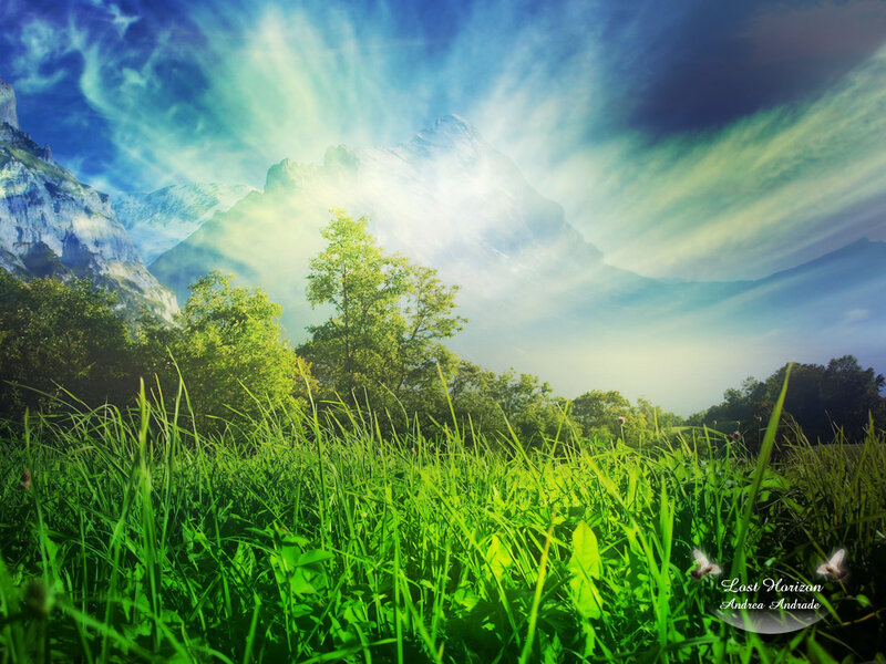 Green Grass and Mountains — Serene