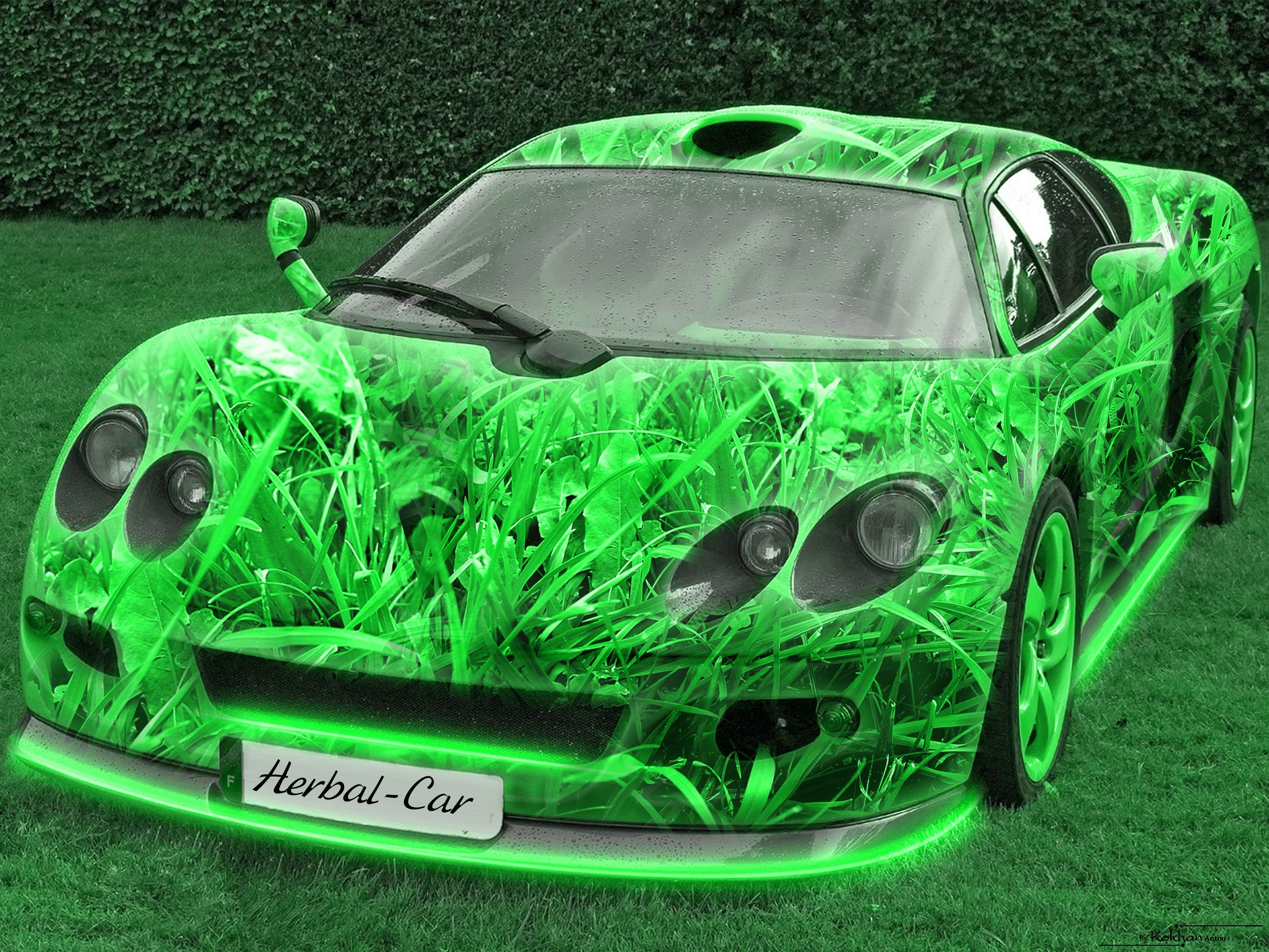 green grass car design