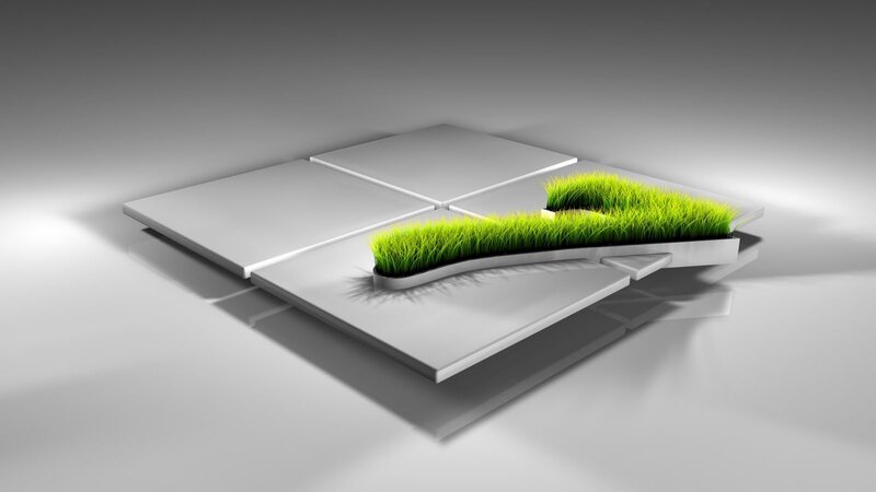 green grass on white tiles