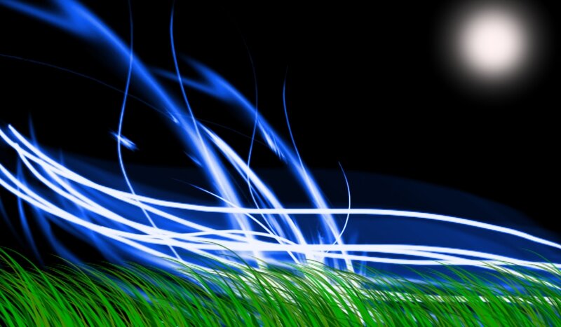 Green Grass with Blue Light