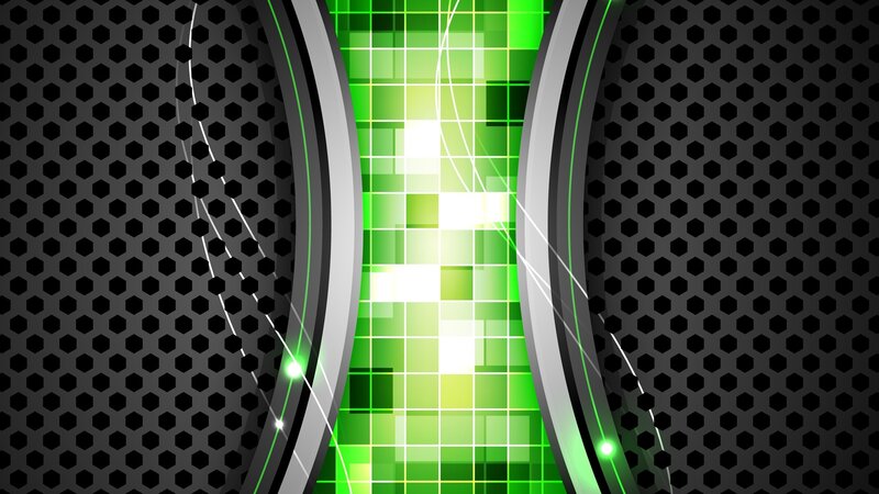 Green Grid Pattern — Technological, Digital Art, Hexagonal Mesh