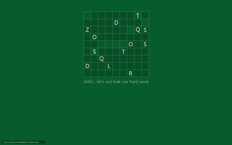 green grid with letters and text