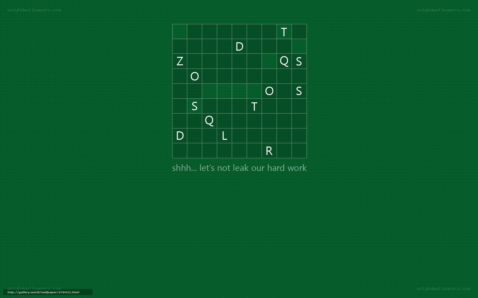 green grid with letters and text