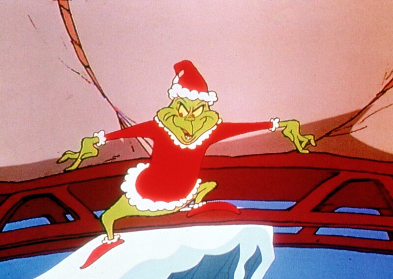 Green Grinch in Santa Suit