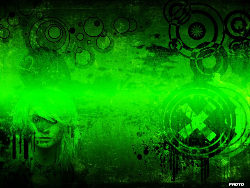 green grunge art with girl