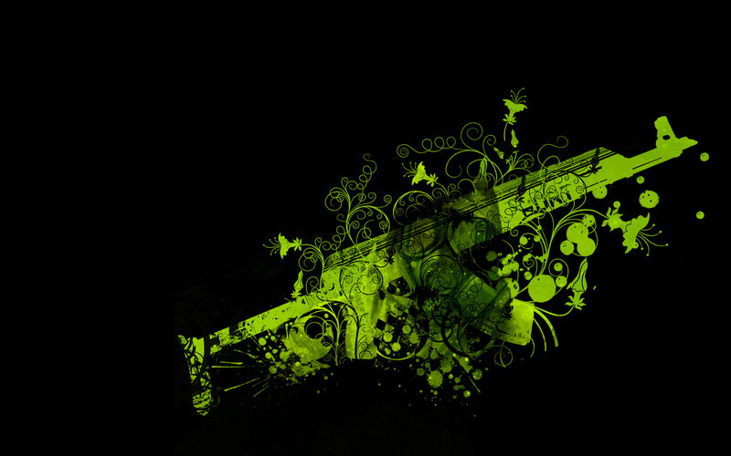 Green Gun with Floral Design — Black, Dark