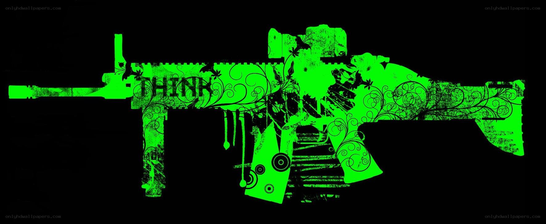 Green gun with floral design