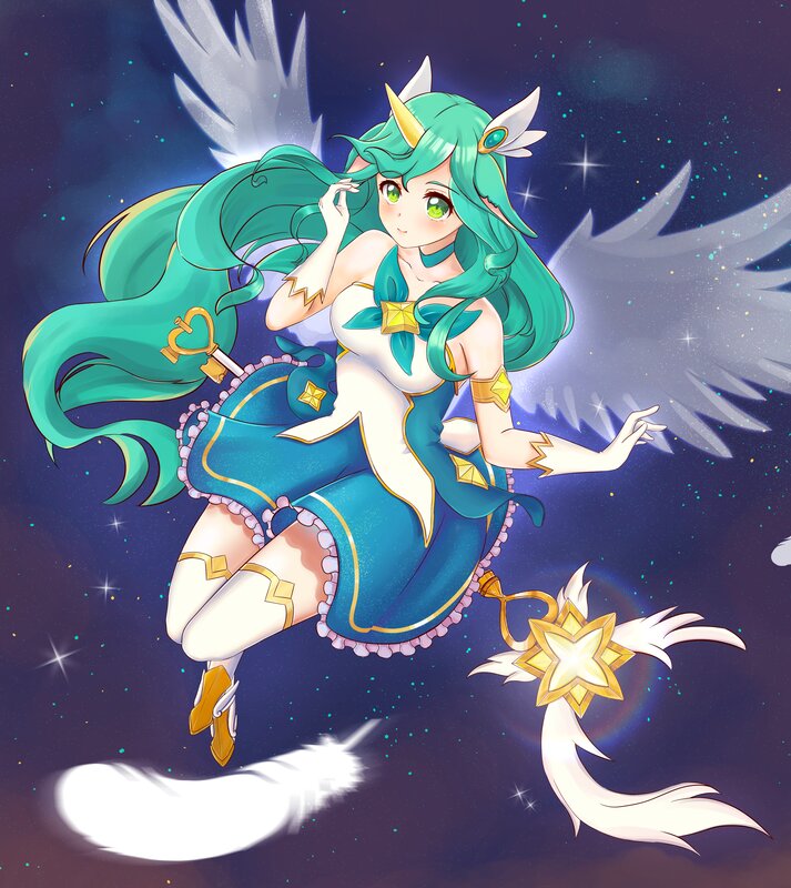 Green-haired Angel Girl — Blue