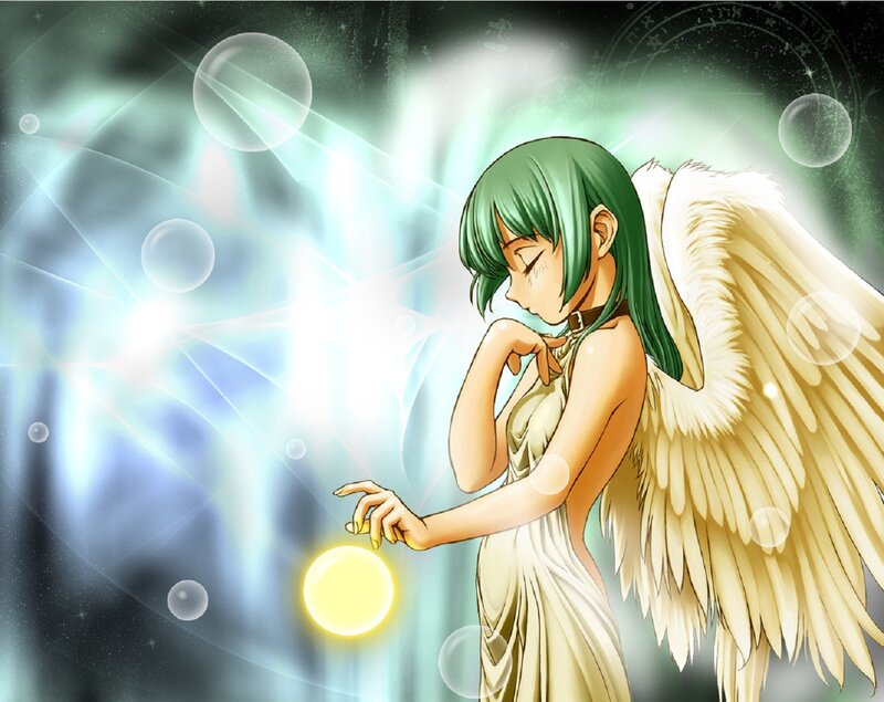 Green-haired Angel Girl — Green, Serene