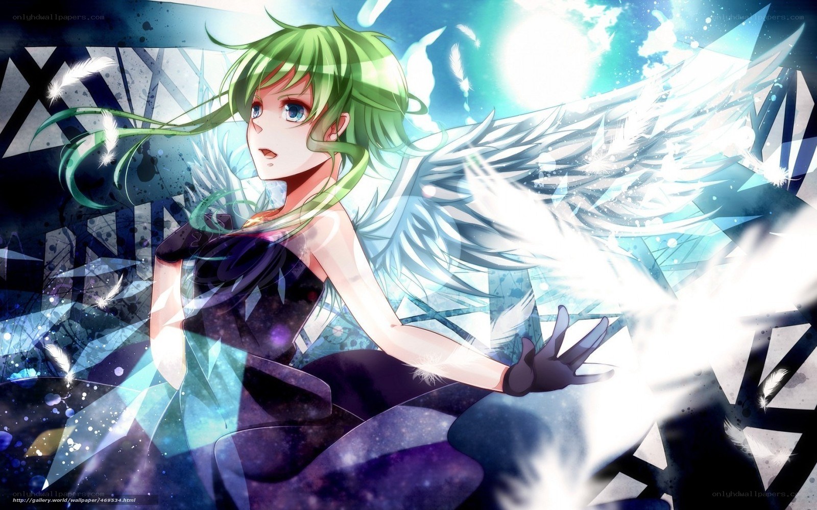 green-haired angel with wings