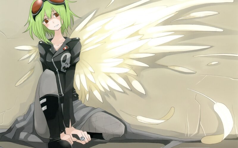 green-haired angel with wings