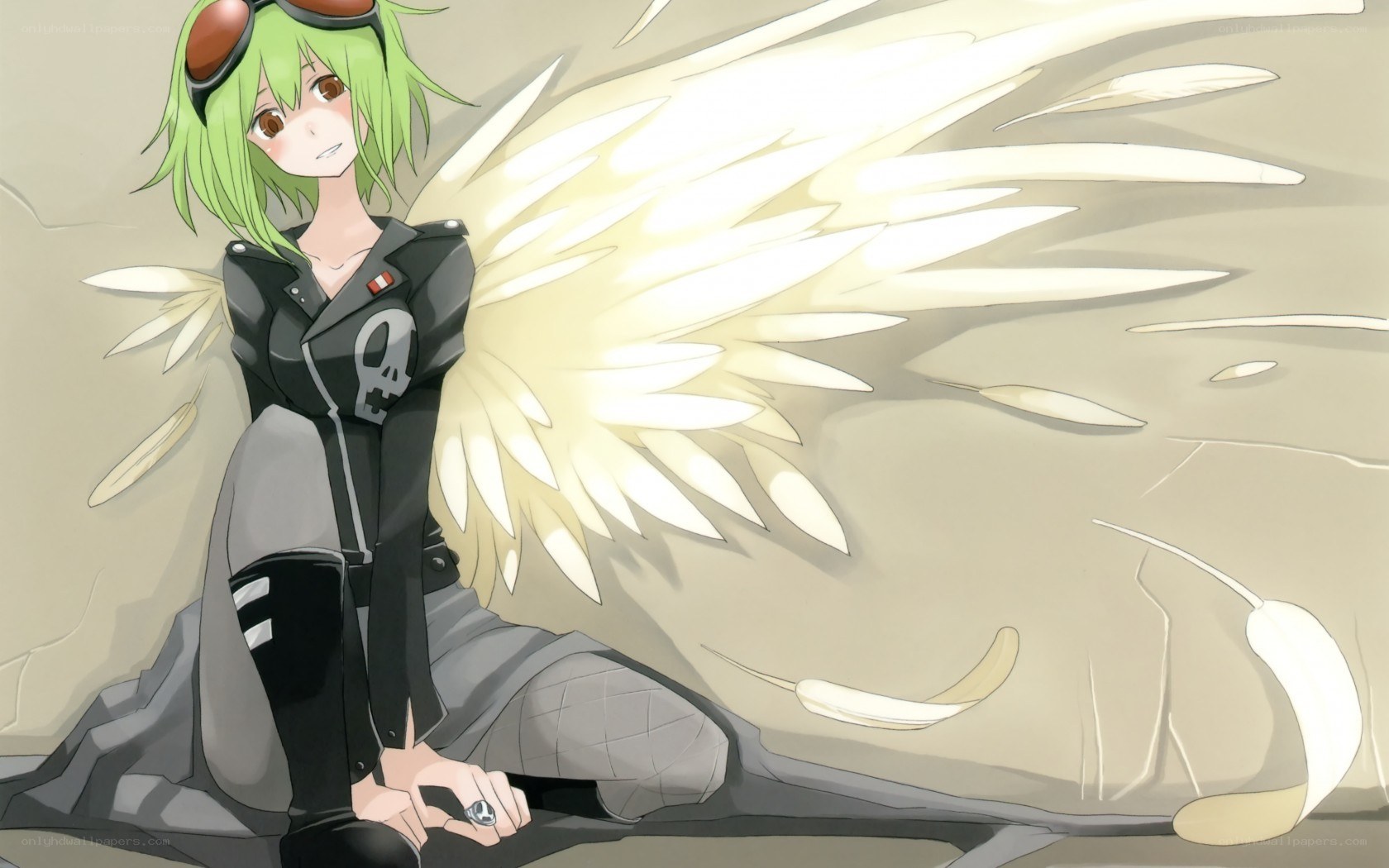 green-haired angel with wings